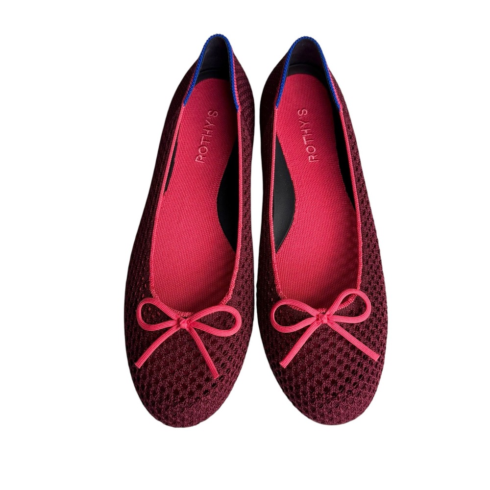 NEW Rothy's The Ballet Flat Bow Berry Mesh Size 10 - Picture 3 of 8